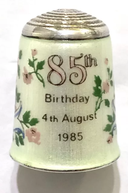 Vintage Sterling Silver Thimble James Swann Queen Mother’s Birthday 1985 Crown 2