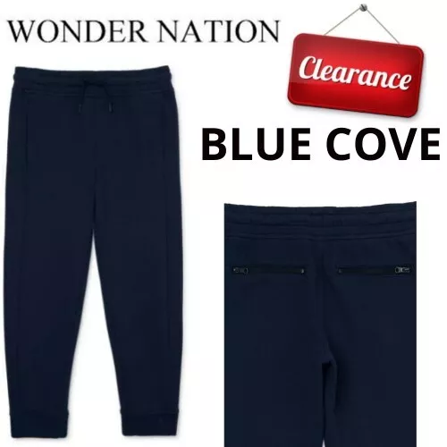 Wonder Nation Boys size XL 14-16 Jogger Pants BLUE COVE Stretch Reinforced Knee