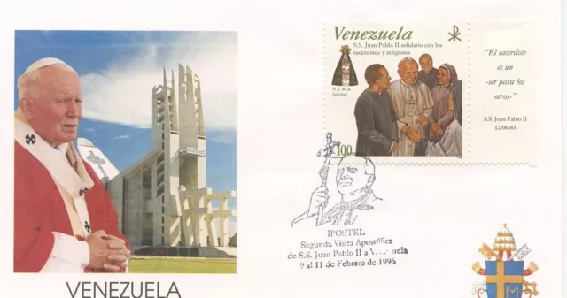 Enveloppe Visite Du Pape Jean Paul Ii / Venezuela / 1996