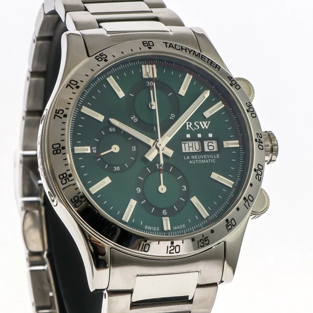 Montre Optima-ATMOS Chronograph Automatique Valjoux 7750 - Boîtier Acier 43mm, Bracelet Cuir, Neuve