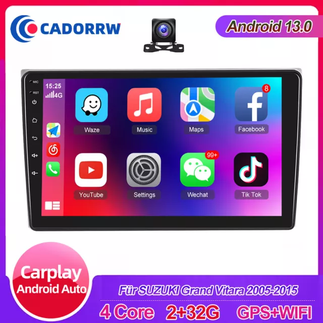 32G Android 13 Autoradio Für SUZUKI Grand Vitara 2005-2015 GPS Navi WIFI Carplay