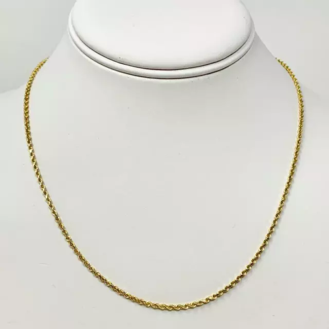 14K Solid Gold Rope Chain Necklace Men Women 16" 18" 20" 22" 24" 26" 28" 30"