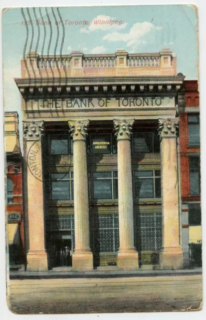 Bank of Toronto Winnipeg Manitoba Vintage Private Postcard Canada 1908