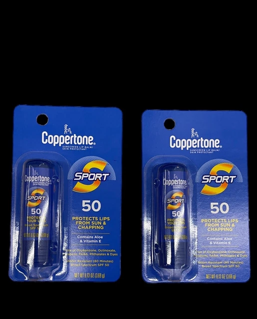 Coppertone SPORT Sunscreen Lip Balm, SPF 50 Sunscreen for Lips (2 Pack)