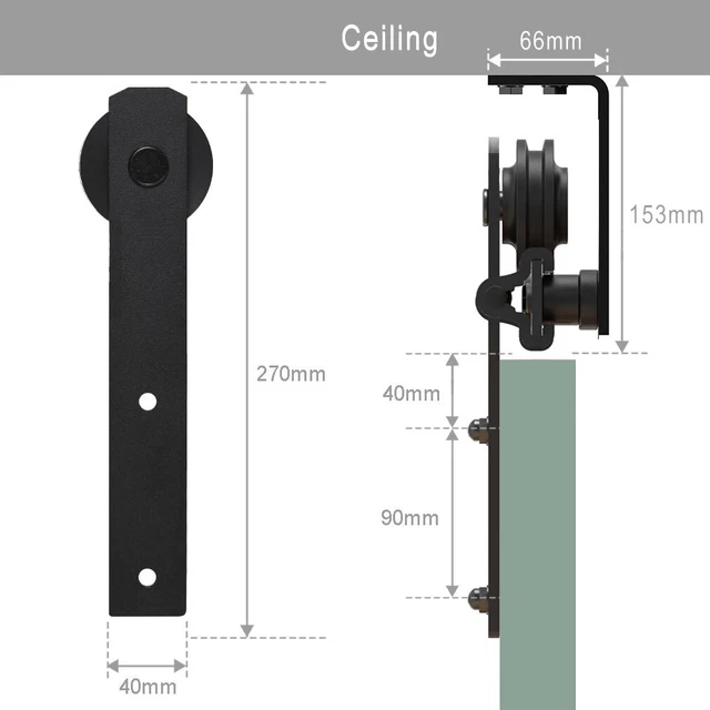 4FT-20FT Sliding Barn Door Hardware Kit Track Roller Closet Ceiling Mount Rail