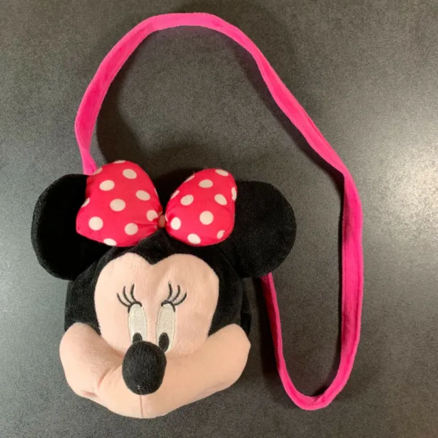 Disney Minnie Mouse Head Plush Purse Girls Handbag Shoulder Bag Pink