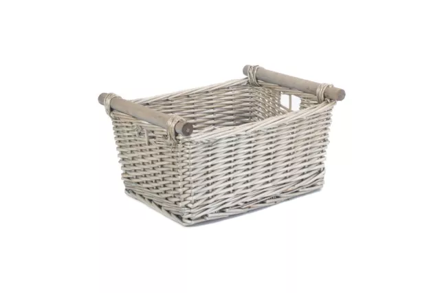 Large Willow Pewter Wicker Basket Storage Hamper Handle Carrier  Home Gift