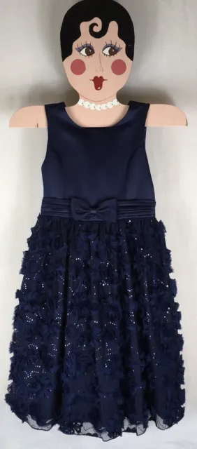 Couture Princess size 7 NAVY Dress Wedding Flower Girl Easter Pageant Dressy