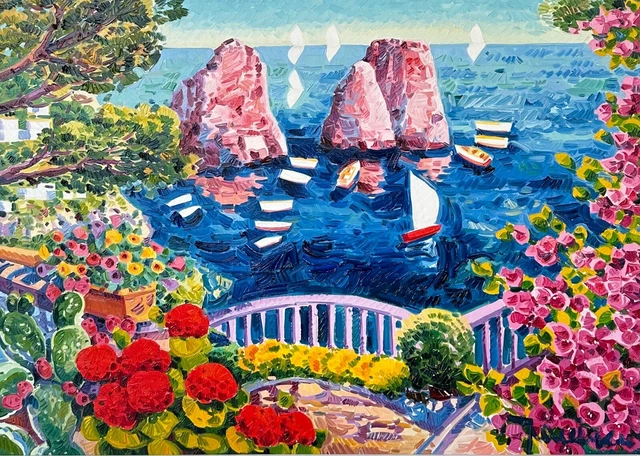 La Barco Rojo Pilas, Athos Faccincani 50x70 Imagen Pop Arte Paisaje Ita