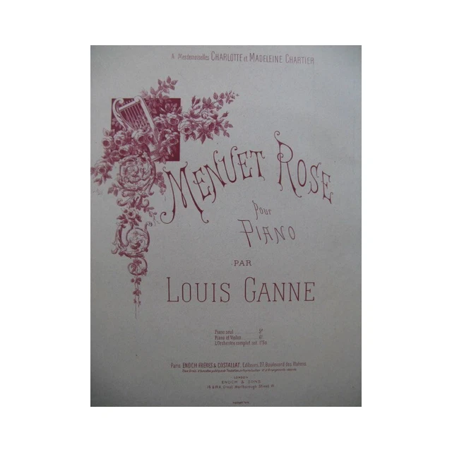 GANNE Louis Menuet Rose Piano Violon 1890