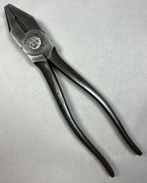 Vintage Kraeuter Tools No.1380-8 - 8" Lineman's Pliers USA Made Tool Lineman
