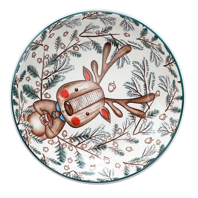 Placos de fiesta de Navidad plato de cerámica plato de fruta postre placas de almacenamiento fiesta