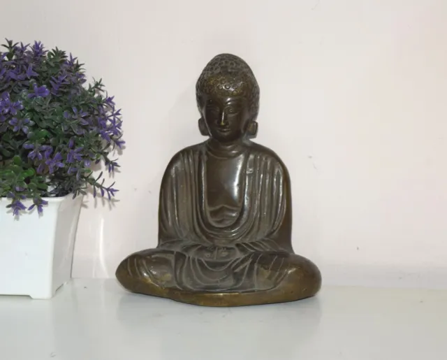 Brass Peaceful Buddha Antique Statue Dharma Emporium Amitabha Zen Home Dec HK249