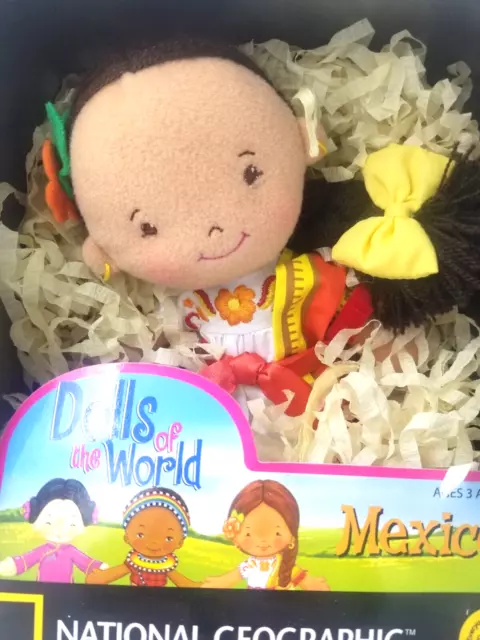 Vintage Dolls of the World  National Geographic Plush Doll Rosa Mexico Tin Box