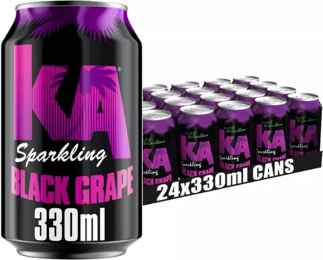 KA Sparkling Black Grape 24 x 330ml Cans Based on Original Jamaican Soft Drink