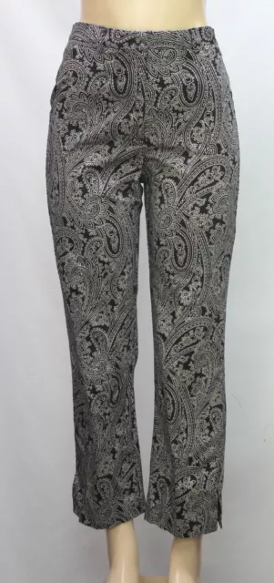 Liz Claiborne Lizsport Cosette Women's Crop Pants Stretch Black Paisley Size 6