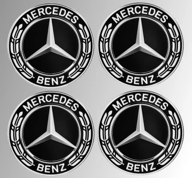 Original Mercedes-Benz Radnabendeckel Radnabenkappen Set Lorbeer schwarz NEU