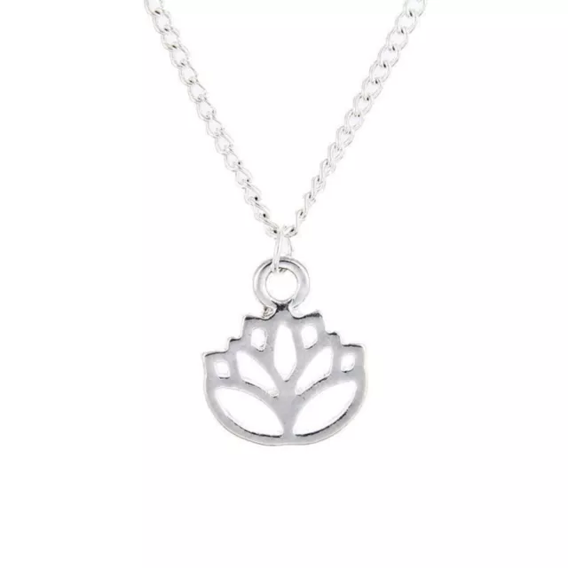 NEW LOTUS HOLLOW Flower Pendant Charm Gold Silver Necklace Chain Women ...