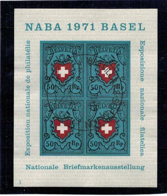SUISSE  . BF  N° 21 . 50 c  BLOC  NABA    71   OBLITERE  .SUPERBE .