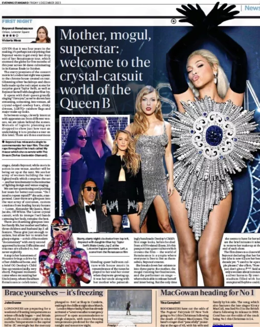 Beyonce Concert Movie Review Taylor Swift Surprise Guest UK Article Clipping ‘23