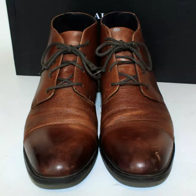 ALFANI REIDE MEN'S TExtured Cap Toe Boots, Brown Leather, 8.5, EX in ...