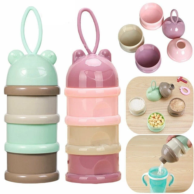 Caja de leche en polvo portátil multicapa para bebé dibujos animados recipiente fórmula
