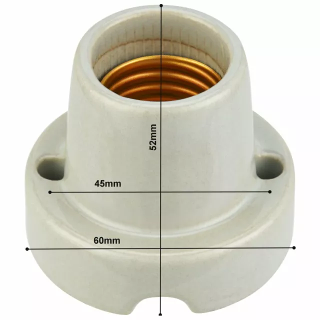 Aufbau E27 Lampenfassung Keramik Porzellan Fassung Lampe 1000W Terrarien grau 3