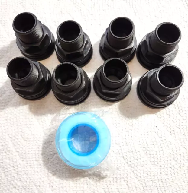 8PC  3/4" PVC Bulkhead Fitting for Barrel Aquarium Water Tank Bulkhead Fitting