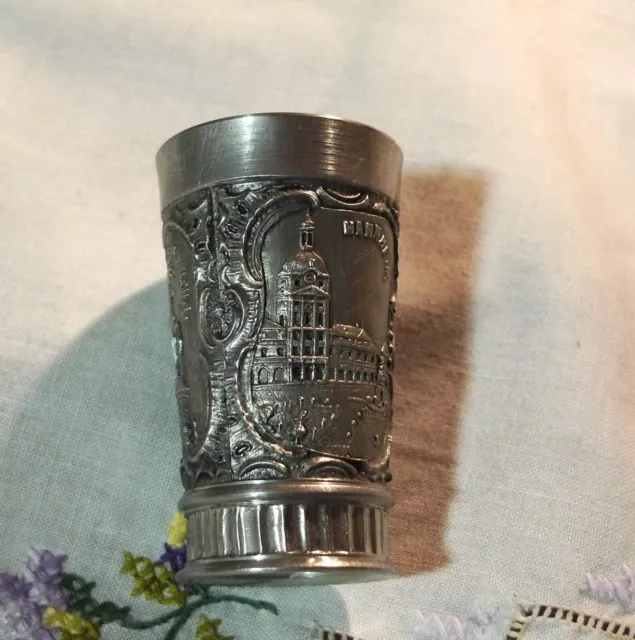 kleiner Zinnbecher Mannheim Motive Souvenir um 1900 2