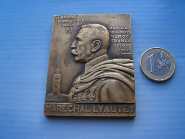 belle medaille   Exposition coloniale de Paris 1931, maréchal Lyautey, plaque