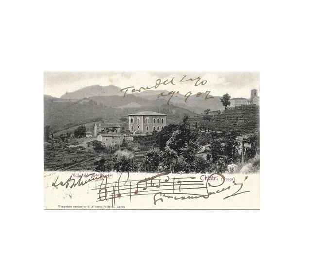 Giacomo PUCCINI / Carte postale autographe signée / La Bohème / Portée musicale
