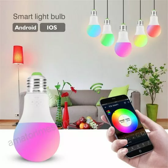 Lampadina E27 Wifi 4,5W Smart LED Rgb 350 lumen luce regolabile con  smartphone