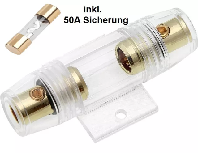 Sicherungshalter AGU Stromkabel bis 20mm2 Halterung + Sicherung 50A
