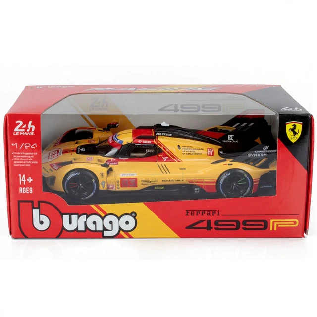 Miniatura Carro Ferrari 499P 3.0l Turbo V6 - #51 Winner 24h Le Mans 2023 1 24 Burago 18 26309 C