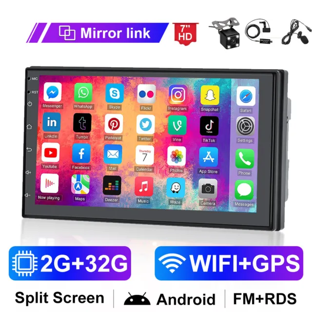 7" Double 2 DIN Android DAB+ Car Stereo Radio 2G+32G GPS Navi WIFI FM RDS + Cam