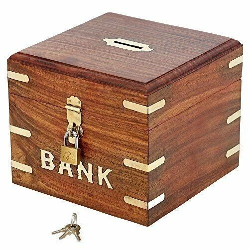 Handcrafted Wooden Money Bank/Piggy Bank, Large, Gift for Kids & Adults