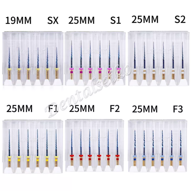 Dental Endodontic Canal Root Files Engine Use Rotary Heat Activated 6Pcs/Pack
