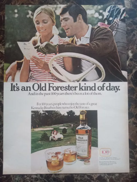 Old Forester Bourbon Whiskey Golf 1970 Vintage Print Ad