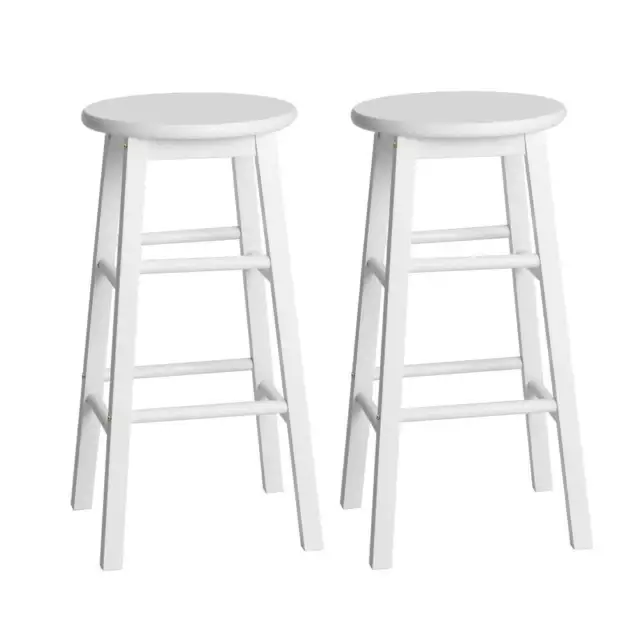 Artiss 2x Bar Stools Round Chairs Wooden White