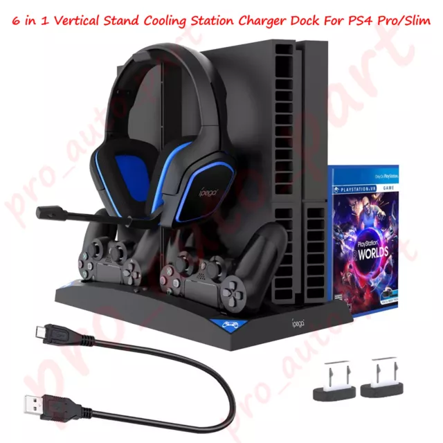 6 in 1 Vertical Stand Cooling Station Controller Charger Dock For PS4 Pro/Slim