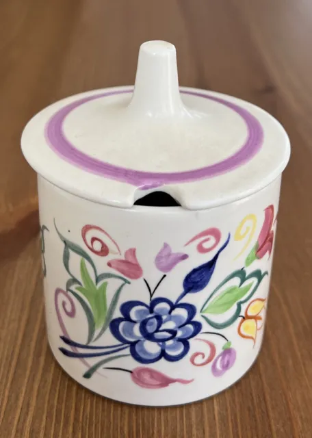 Poole Pottery Vintage Hand Painted Lidded Jar Jam Preserve Pot BN Design