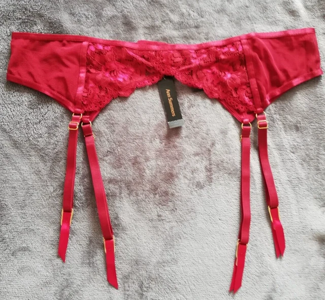Ann Summers Burgundy Lace And Mesh Suspender Belt Viola Size Large Bnwt