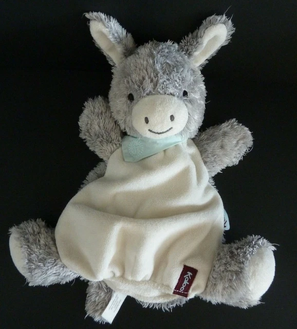 93. Doudou Plat Marionnette Kaloo Ane Regliss Gris Blanc Bandana Bleu Exc. Etat