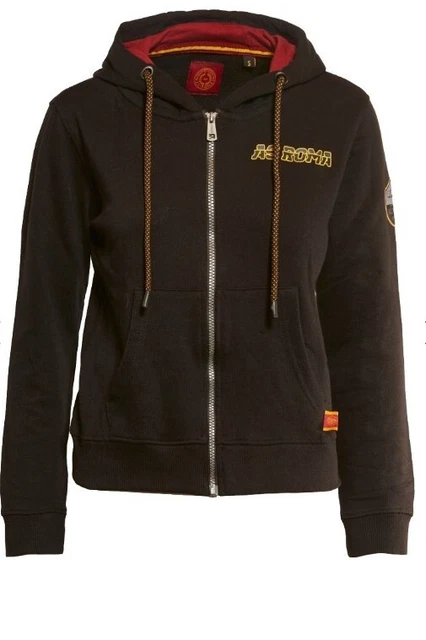 Felpa Maglia Roma Nera taglia L uomo donna originale a zip AS ROMA con cappuccio
