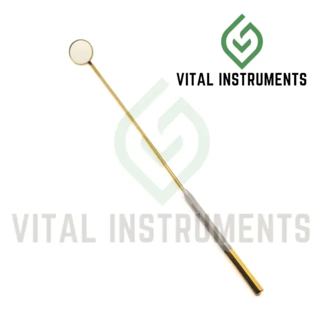 Laryngeal Mirror #4 Handle Boilable Custom-Made Gold German Dental Instrument