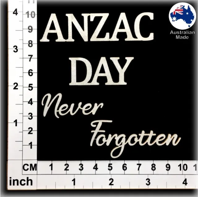 Chipboard Words for Scrapbooking, Cardmaking - ANZAC DAY Never Forgotten CT200