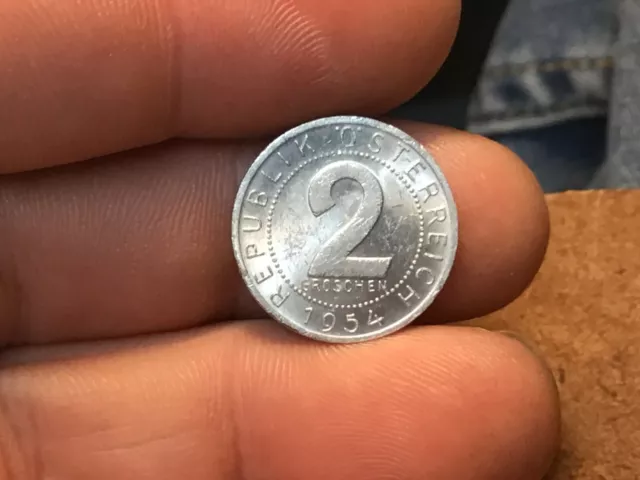1954 Austria  1954  2 Groschen  Aluminum BU