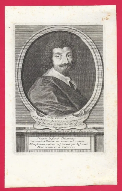 GA71-GRAVURE-17E-JEAN LOUIS GUEZ DE BALZAC-ÉCRIVAIN LIBERTIN-(1597 ...