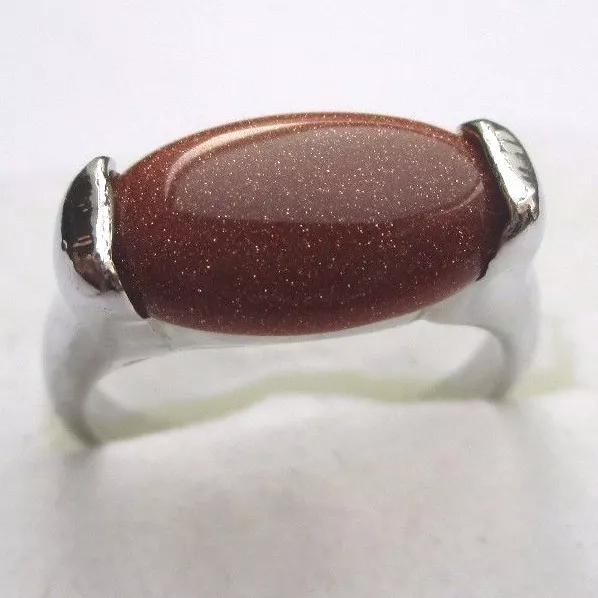 bague jonc couleur argent pierre longue essentielle rouille bijou vintage T 53