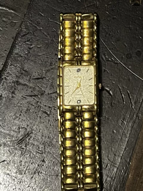 NEW ELGIN MEN S Gold Tone Diamond Accent Rectangular Watch FG8014 49.99 PicClick